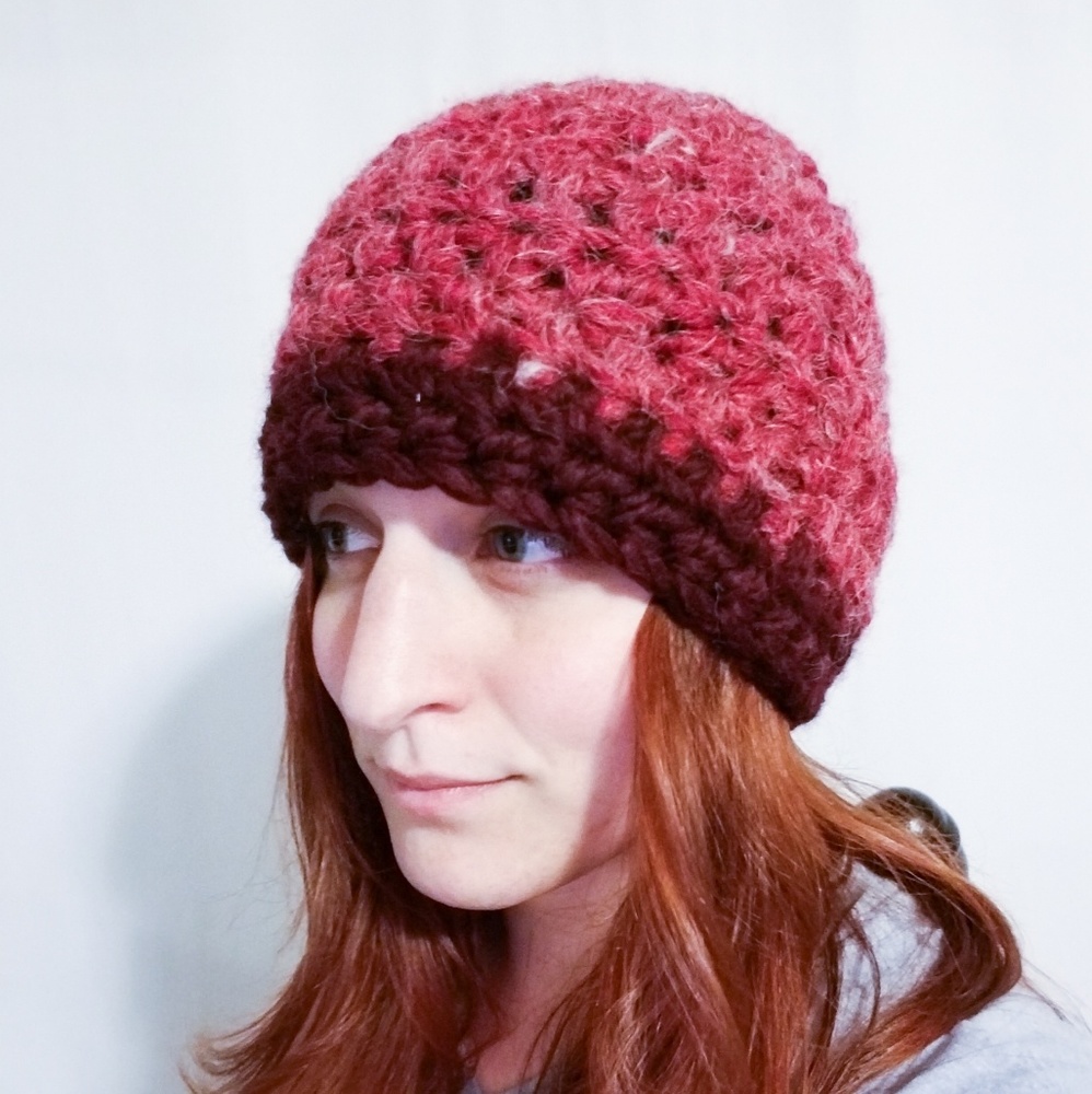 Alpaca Wool Red Tones Crochet Skater Beanie